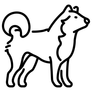 Japonya kavramsal ikonu, vektör illüstrasyonu. shiba köpeği