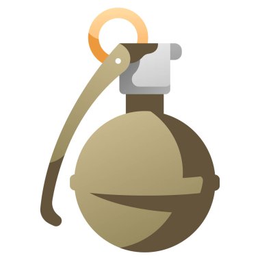 Beyaz arka planda askeri simge, vektör çizimi, savaş alanı konsepti, el bombası