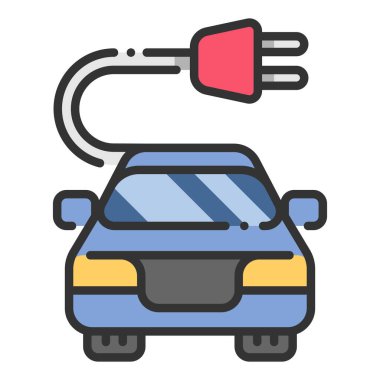 Çevre koruma ikonu, vektör illüstrasyonu. elektrikli araba