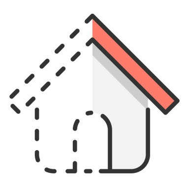 Bina ve inşaat mühendisliği ikonu, vektör çizimi. Bir ev inşa et