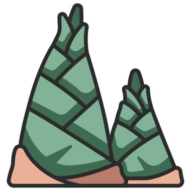 Taze organik gıda ikonu, vektör çizimi. Bambu filizleri