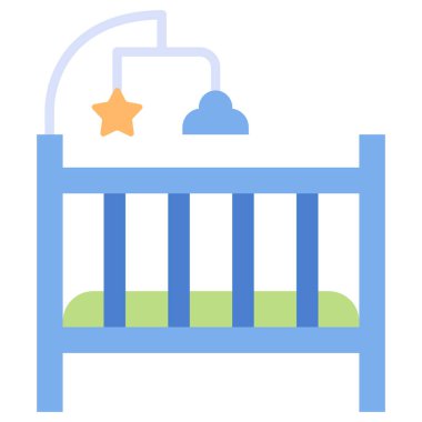 baby icon, vector illustration. crib and toys