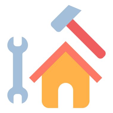 Bina ve inşaat mühendisliği ikonu, vektör çizimi. ev yenilenmesi 