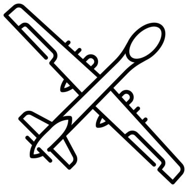 Beyaz arka planda askeri simge, vektör illüstrasyonu, savaş alanı konsepti, hava aracı