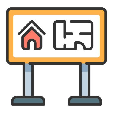 Bina ve inşaat mühendisliği ikonu, vektör çizimi. planlama tahtası