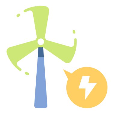 Çevre koruma ikonu, vektör illüstrasyonu. yel değirmeni enerjisi