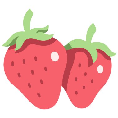 Taze organik gıda ikonu, vektör çizimi. Çilek