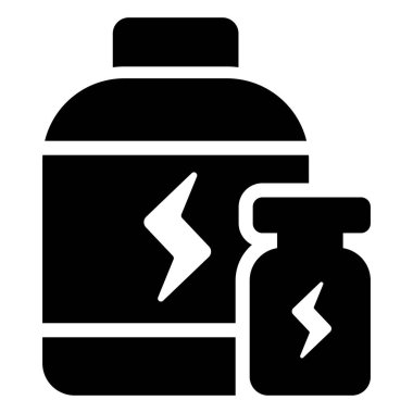 Fitness ikonu, vektör illüstrasyonu. Tamamlayıcı gıda.