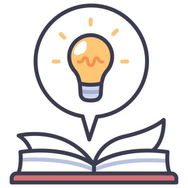 Eğitim ikonu, lise konsepti. Vektör çizimi. açık kitap ve fikir