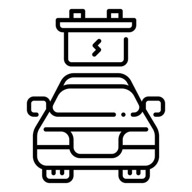Çevre koruma ikonu, vektör illüstrasyonu. elektrikli araba aküsü