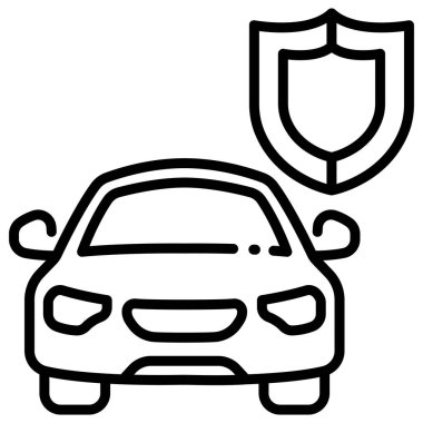 Sigorta konsepti ikonu, vektör illüstrasyonu. araba