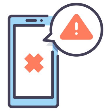 Siber suçlar ve koruma konsepti. Vektör simgesi. akıllı telefon hatası uyarısı