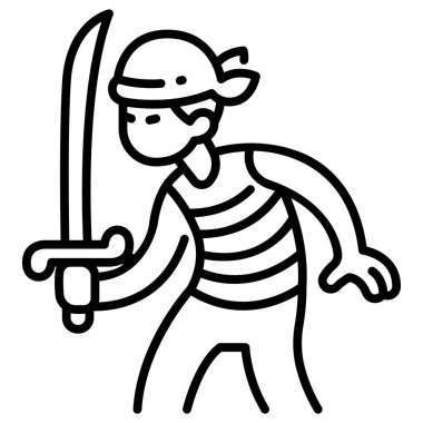 Korsan konsept ikonu, vektör illüstrasyonu. Kılıçlı korsan