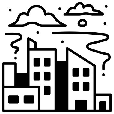 Kirlilik kavramsal ikonu, vektör illüstrasyonu. Şehir kirliliği