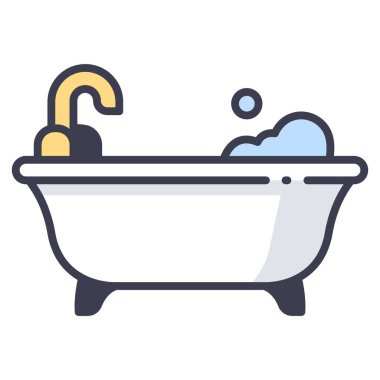 İç tasarım ikonu, vektör illüstrasyonu. Küvet