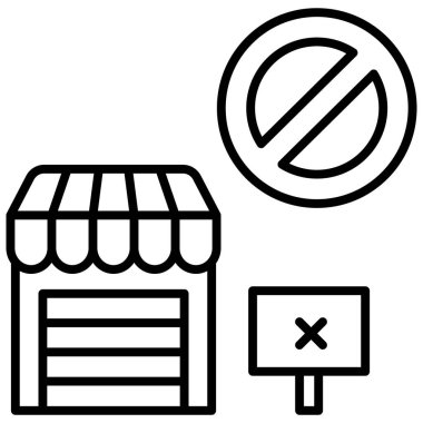 Ekonomik ve COVID-19 kavramsal ikon, vektör illüstrasyonu. Dükkan kapanır