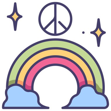 Barış kavramsal ikonu, vektör illüstrasyonu. Barış gökkuşağı