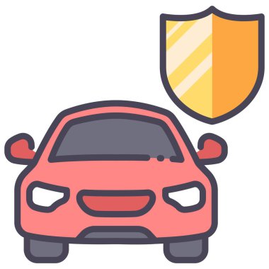 Sigorta konsepti ikonu, vektör illüstrasyonu. araba