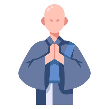 Japonya kavramsal ikonu, vektör illüstrasyonu. Keşiş Japonya