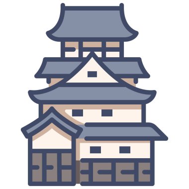 Japonya kavramsal ikonu, vektör illüstrasyonu. Japonya Kalesi