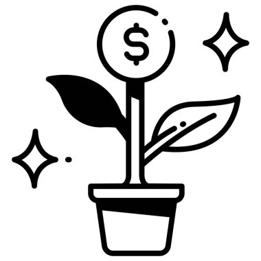 finansal düz vektör simgesi, yatırım konsepti, büyü