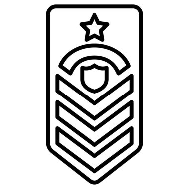 Beyaz arkaplanda askeri simge, vektör illüstrasyonu, savaş alanı konsepti, asker rütbesi