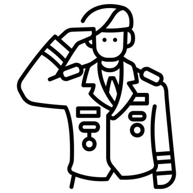 Beyaz arka planda askeri simge, vektör illüstrasyonu, savaş alanı konsepti, genel asker