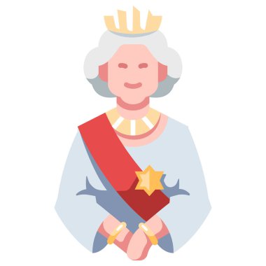 İngiltere kavramsal ikonu, vektör illüstrasyonu. Kraliçe Elizabeth  