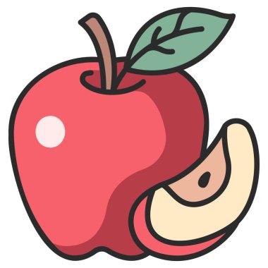 meyve ikonu. Vektör çizimi. elma