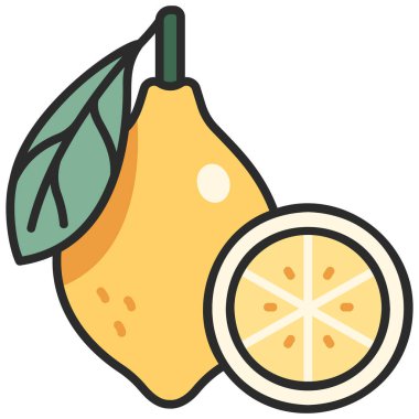 meyve ikonu. Vektör çizimi. limon