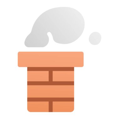 Kış mevsimi ve Noel konsepti. Vektör çizimi. Baca ve duman.