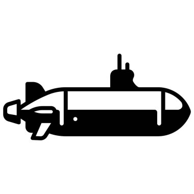 Beyaz arka planda askeri simge, vektör çizimi, savaş alanı konsepti, denizaltı