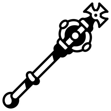 Medieval icon, vector illustration. scepter clipart