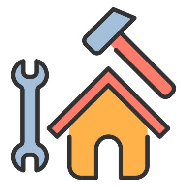 Bina ve inşaat mühendisliği ikonu, vektör çizimi. ev yenilenmesi