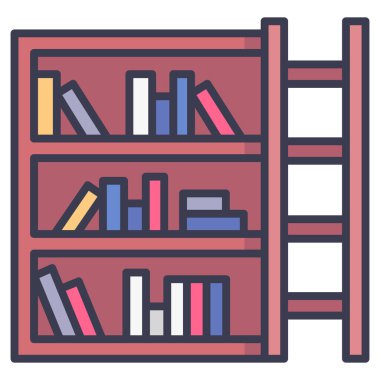 Eğitim ikonu, lise konsepti. Vektör çizimi. kitaplık