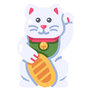 Japonya kavramsal ikonu, vektör illüstrasyonu. Şanslı kedi.