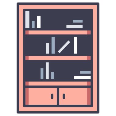 İç tasarım ikonu, vektör illüstrasyonu. kitaplıklar