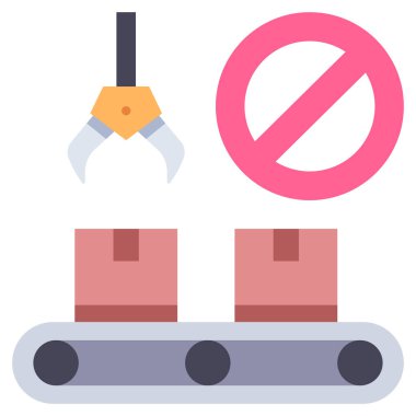 Ekonomik ve COVID-19 kavramsal ikon, vektör illüstrasyonu. Üretimi durdur