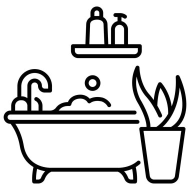 İç tasarım ikonu, vektör illüstrasyonu. banyo.