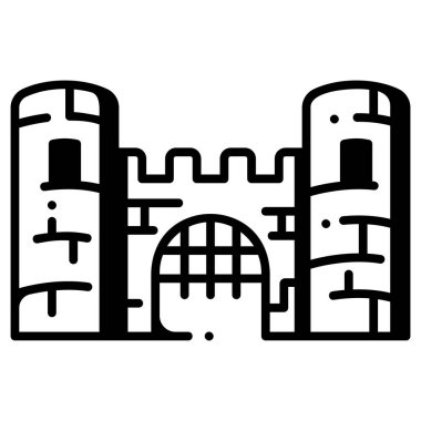 Ortaçağ ikonu, vektör illüstrasyonu. Kale girişi