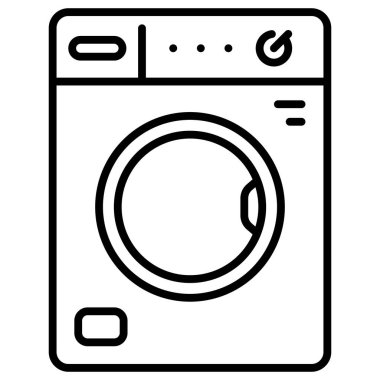 İç tasarım ikonu, vektör illüstrasyonu. çamaşır makinesi