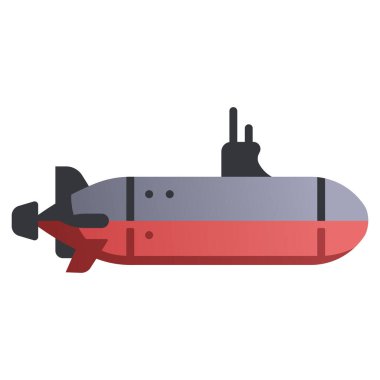 Beyaz arka planda askeri simge, vektör çizimi, savaş alanı konsepti, denizaltı