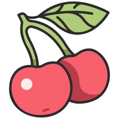 meyve ikonu. Vektör çizimi. kiraz