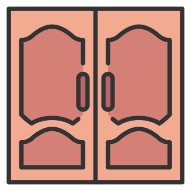 Bina ve inşaat mühendisliği ikonu, vektör çizimi. çift kapı