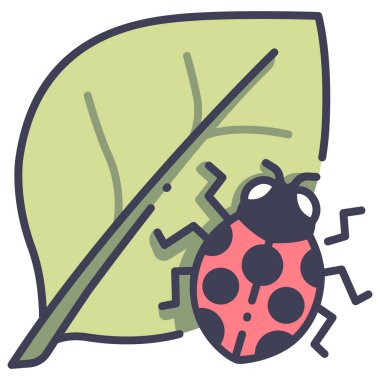 Bahçe ikonu, vektör illüstrasyonu. Uğur böceği