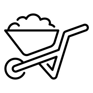 Bina ve inşaat mühendisliği ikonu, vektör çizimi. tekerlek arabası