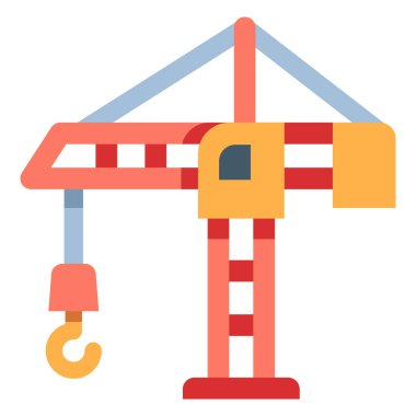 Bina ve inşaat mühendisliği ikonu, vektör çizimi. vinç