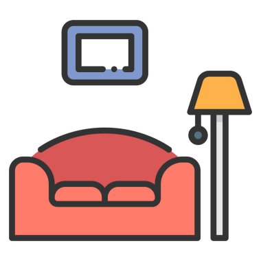 Bina ve inşaat mühendisliği ikonu, vektör çizimi. iç mobilyalar