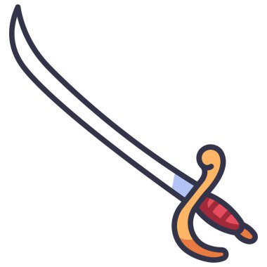 Korsan konsept ikonu, vektör illüstrasyonu. kılıç