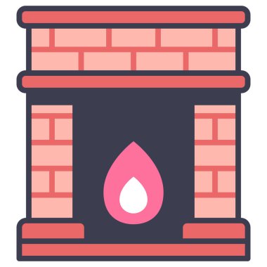 İç tasarım ikonu, vektör illüstrasyonu. şömine